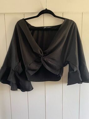 Zara Silky Twist Front Blouse